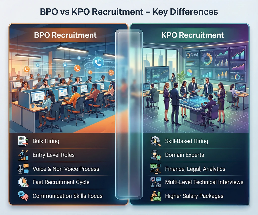 Graphic showing BPO staffing models—permanent, contract, temporary, and project-based—for business growth.